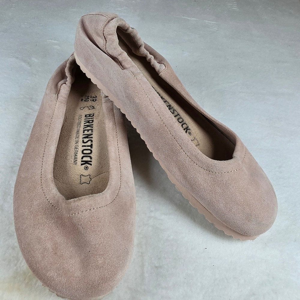 Birkenstock June Suede Ballet Flats Pink Slip On Shoes Womens 39 L8